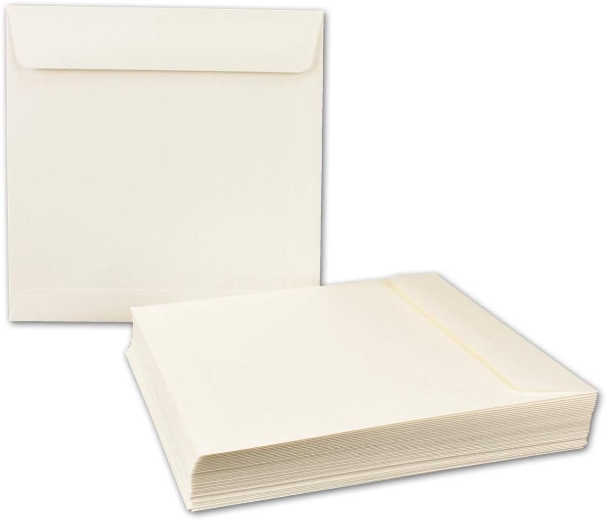 Papier 10 x vierkante enveloppen 19 x 19 cm, opaalwit, natte lijm