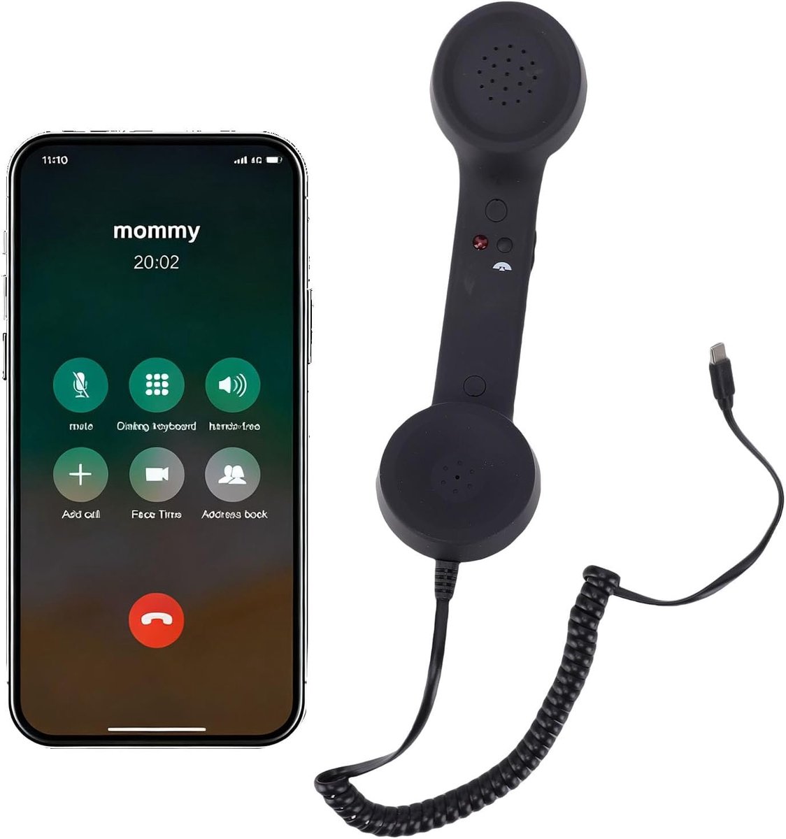 Retro Telefoonhoorn, 2026 Nieuwe Retro Telefoonhoorn, Type C Telefoon, Bekabelde Handsets Stijl Vaste Ontvanger voor Mobiele Mobiele Videoconferenties, Oproepen, Vergaderingen (BLACK)