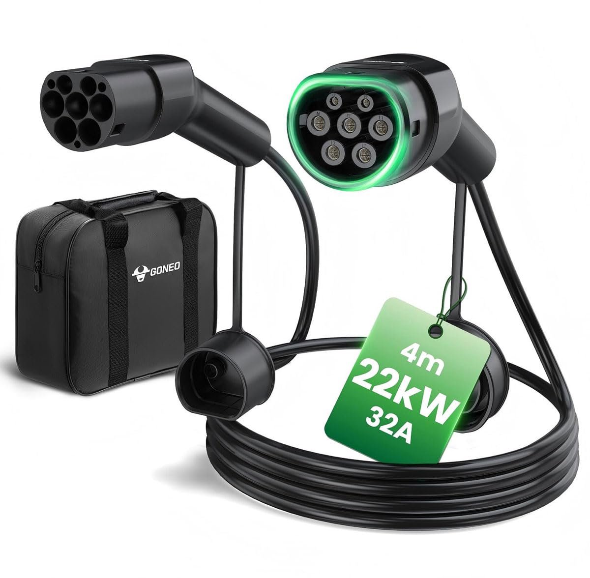 Laadkabel EV 22kW 4M - 32A Driefasig Mode3 - IP54 Bescherming - Ideaal voor Thuisladen - ShopVlot