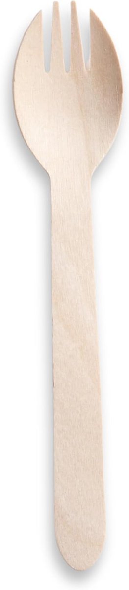 100 Compostable Birch Wooden Sporks - 100-Pack 158mm Disposable