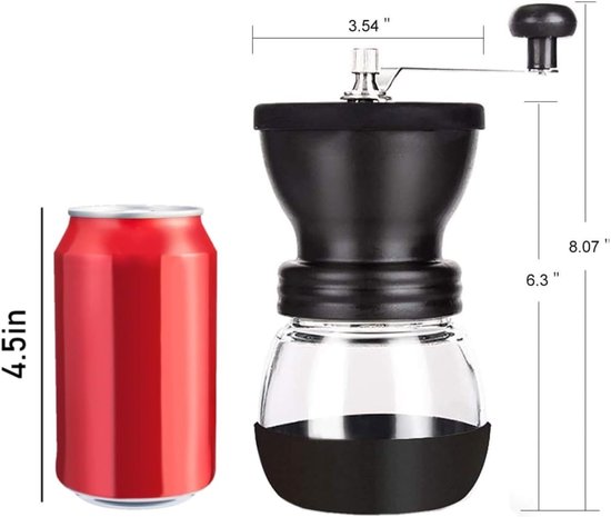 Handmatige Koffiebonenmaler met 2 Glazen Potten, Keramische Maalschijven, Draagbare Koffiemolen voor Camping en Thuisgebruik — afbeelding 5