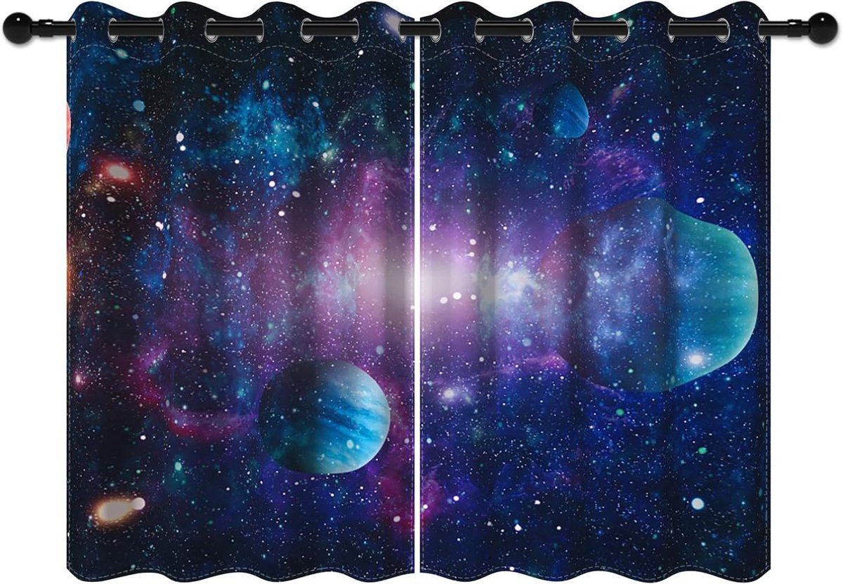 107x160cm Ruimte Gordijnen voor Jongen Slaapkamer Enorme Planeet
