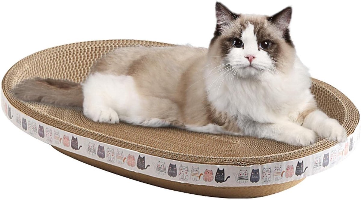 2 stuks krabkarton voor katten, ovale ronde lounge-krabplank