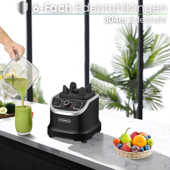 Krachtige Keukenmixer - Multifunctionele Blender - Gezonde Smoothies Maken - 1500 Watt Motor - 2 Liter Kan - Zwart — afbeelding 3