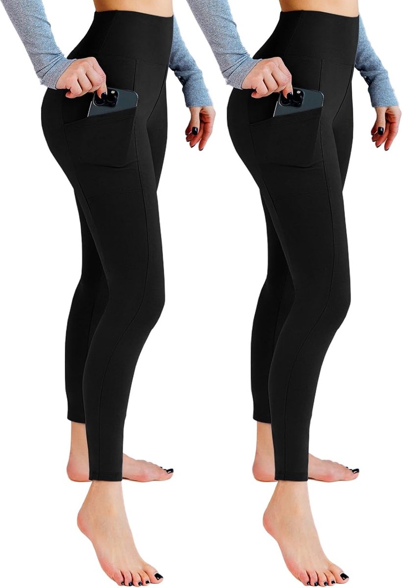 Leggings voor dames, hoge taille, ondoorzichtige leggings met zakken