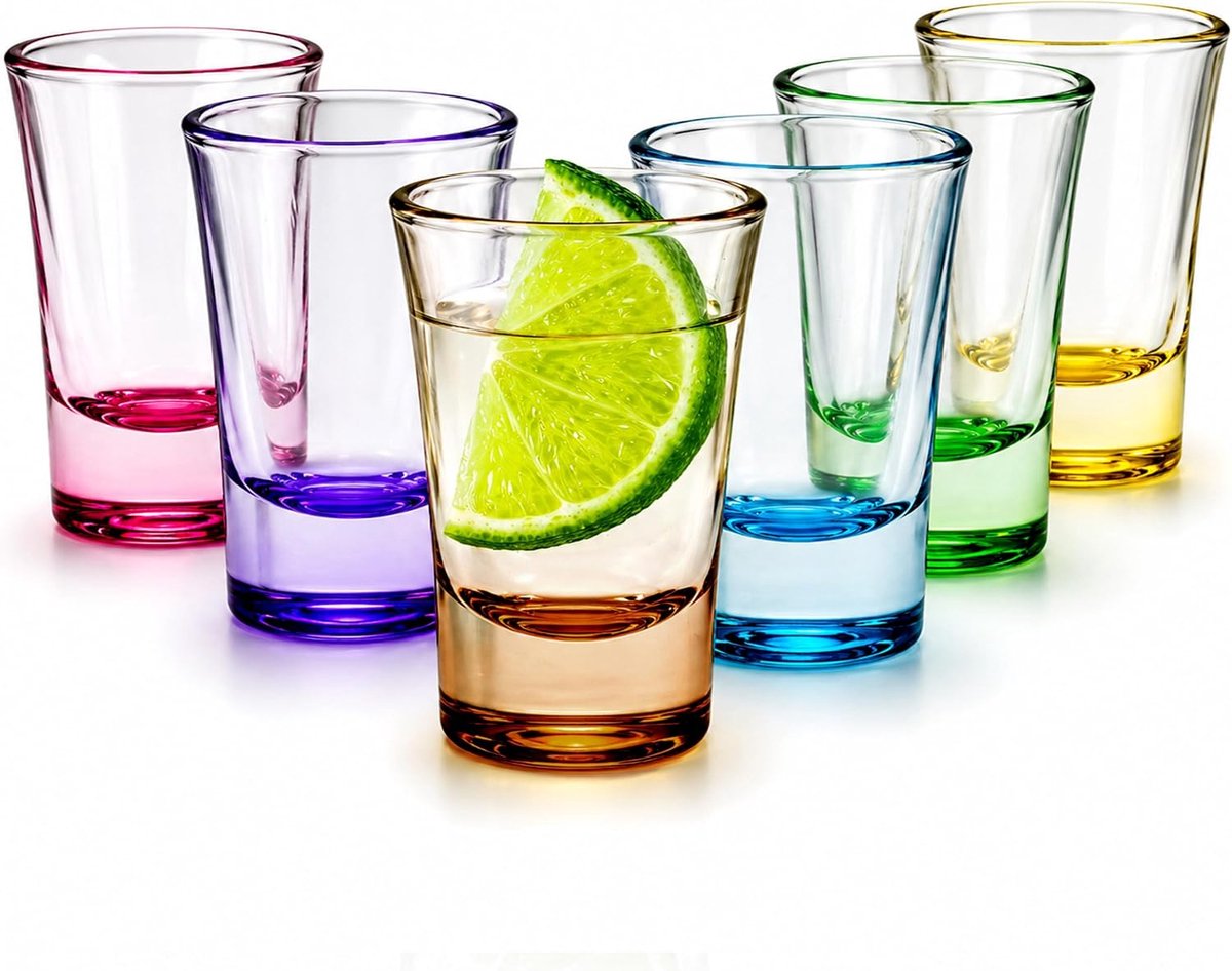 Shotglazen - 25 ml (6 stukken) gekleurde set voor alcohol, wodka