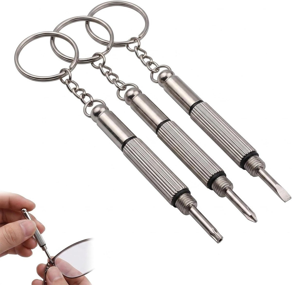 Precisie Schroevendraaierset - Mini Schroevendraaier Set - Brillen Repareren - 3-in-1 Punten - 18.73 g - Zilverkleurig