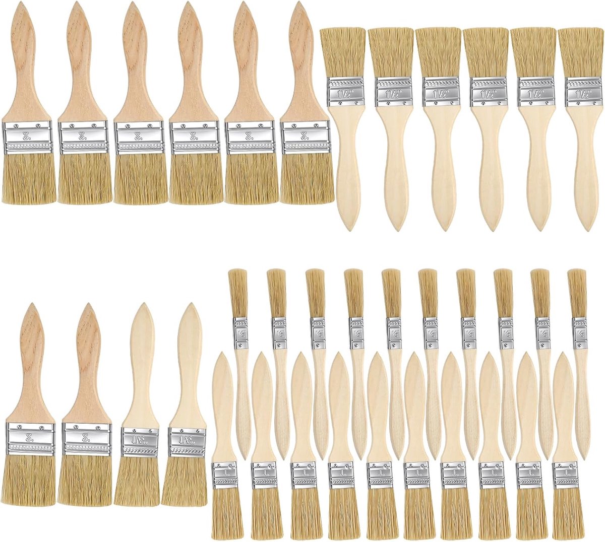Platte penselen, schilderkwast lakkwast met houten handvat