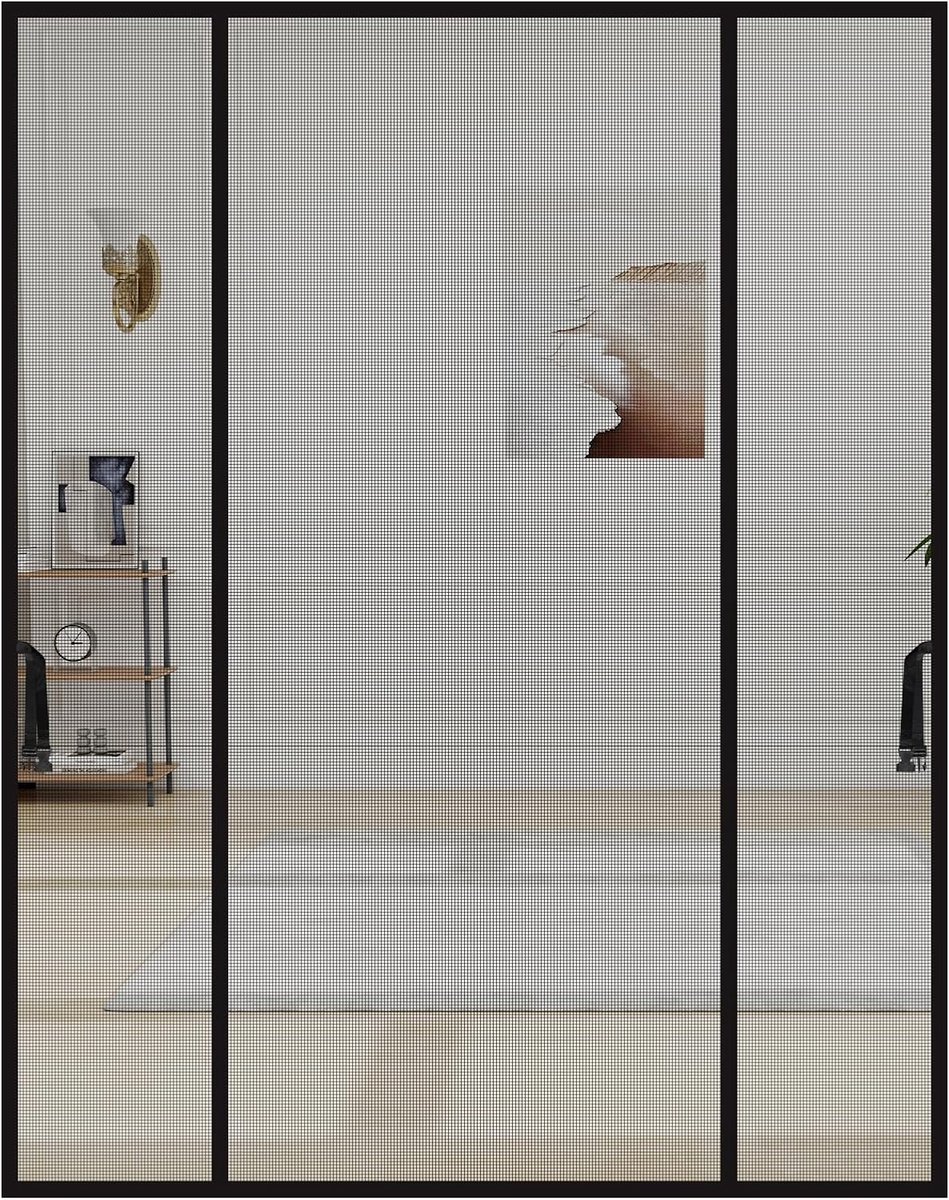 Magnetisch deurscherm, 170 x 210 cm, moderne stijl, zwarte glasvezel