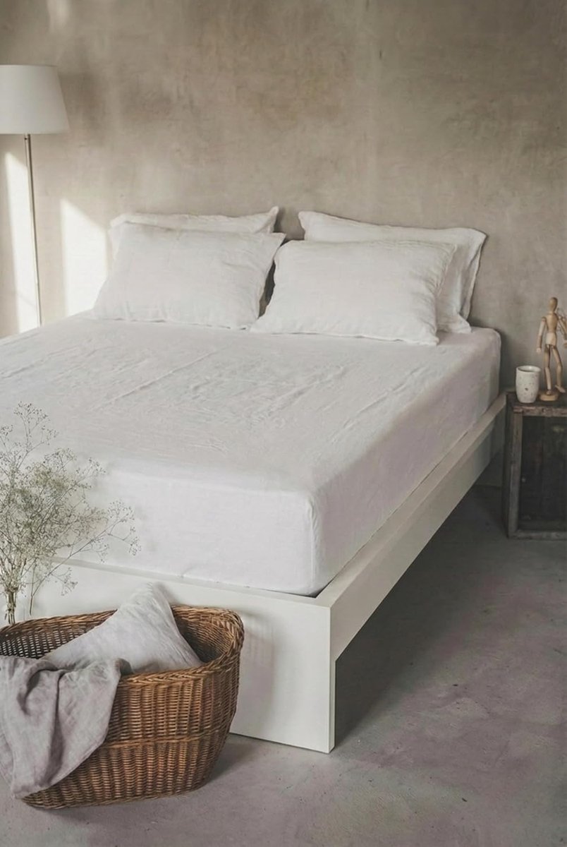 Hoeslaken van 100 stonewashed linnen – temperatuurregulerend, ademend