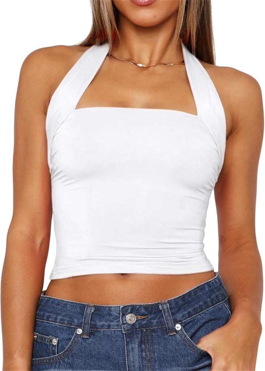 nekhouder rugvrije crop top mouwloos sexy Y2K tank rug slim fit tops