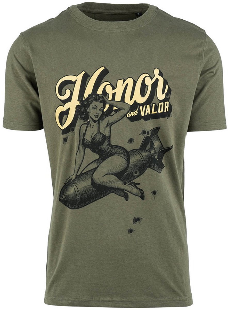 T-shirt Pin-up Honor and Valor Groen