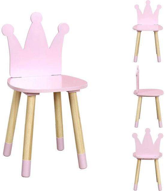 Kinderstoel met kroonmotief - Roze houten design voor de kinderkamer — afbeelding 5