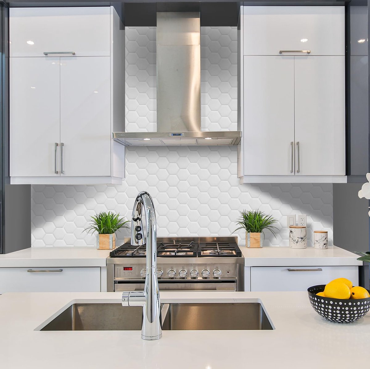 SnelShoppen - WalDecoo Hexagon Peel and Stick Backsplash voor Keuken en Badkamer, Premium Extra Dikker Ontwerp, 3D Zelfklevende Wandtegels, Grote Plak