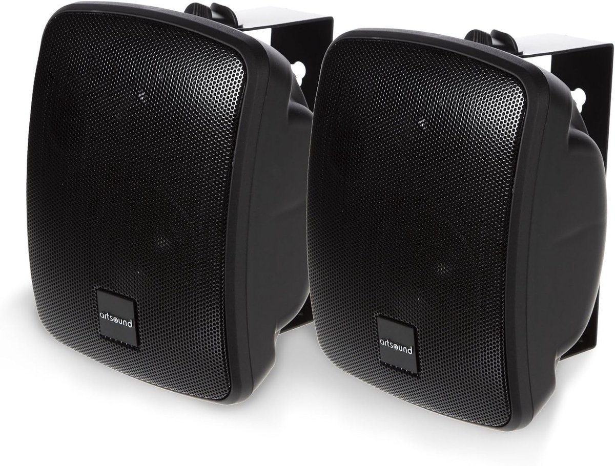 SnelShoppen - Waterproof Muur Speakers - 2 stuks - 2 x 80W - 2-weg Geluidssysteem - Ideaal voor Buiten, Tuin, Patio - Zwart - Inclusief Montagekit