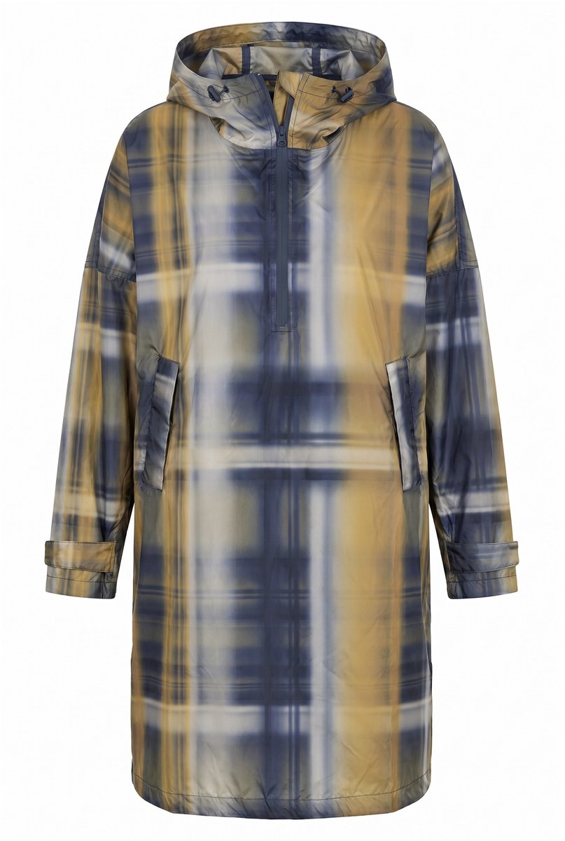 Laurasøn - Dames - Functionele regencape unisex print capuchon - Licht geelgroen - Maat 1