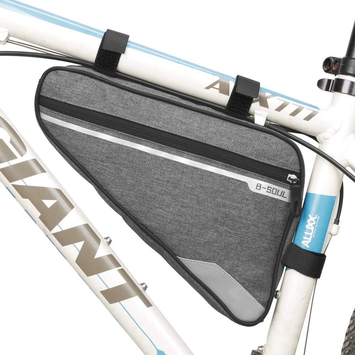 Waterdichte fietsopslag frametas - driehoekige zadeltas - grote capaciteit - weg mountainbiken - 290 x 200 x 50 mm - grijs