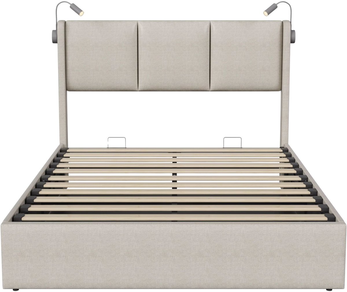 Opbergbed 160x200 cm Beige - met Opbergruimte