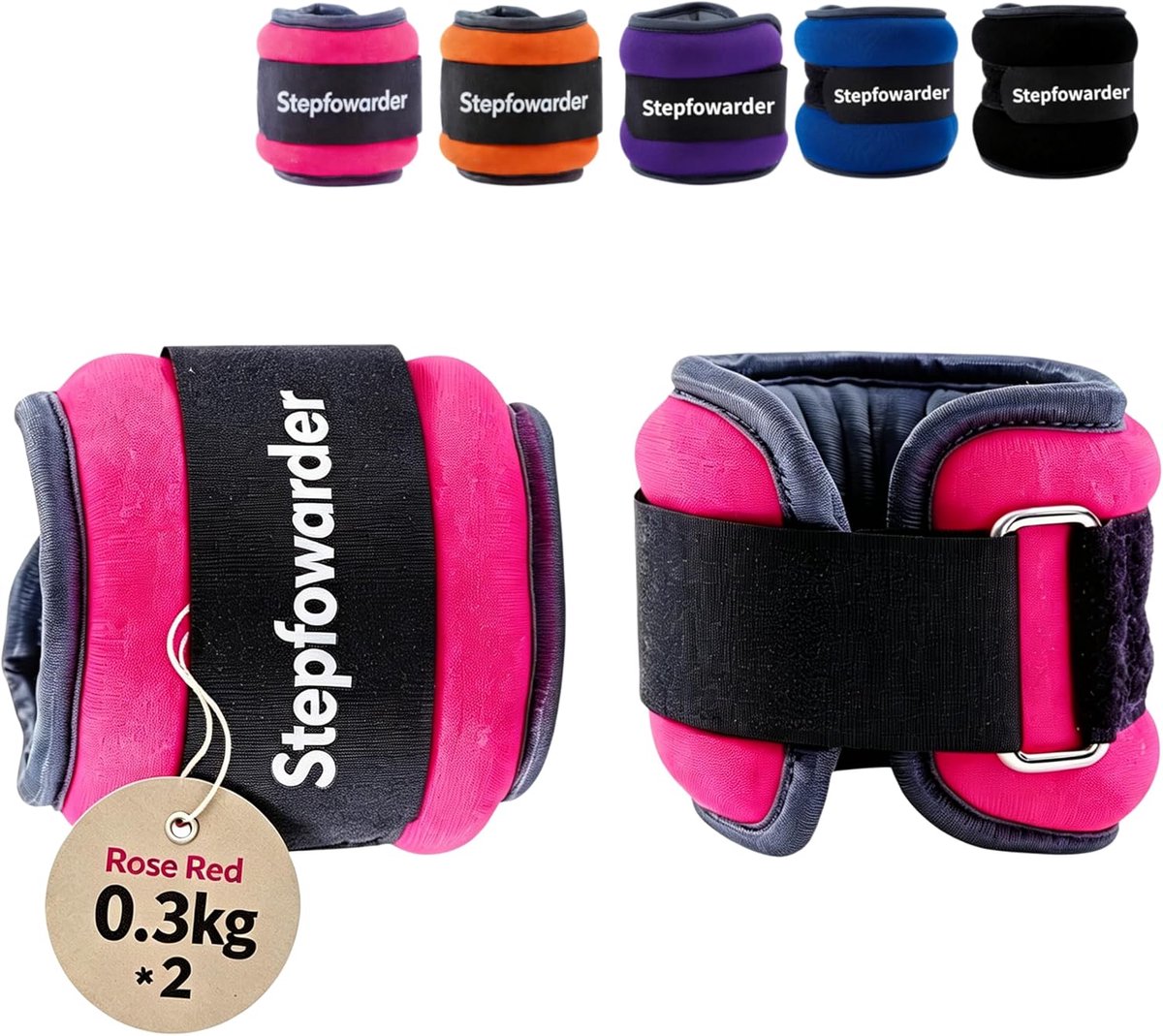 SnelShoppen - Gewichtsmanchetten Set voor Pols en Enkel, 0.32kg tot 1kg, 2 Stuks, Neopreen, Rood, Fitness, Beweging, Hardlopen, Joggen, Gym, Aerobics