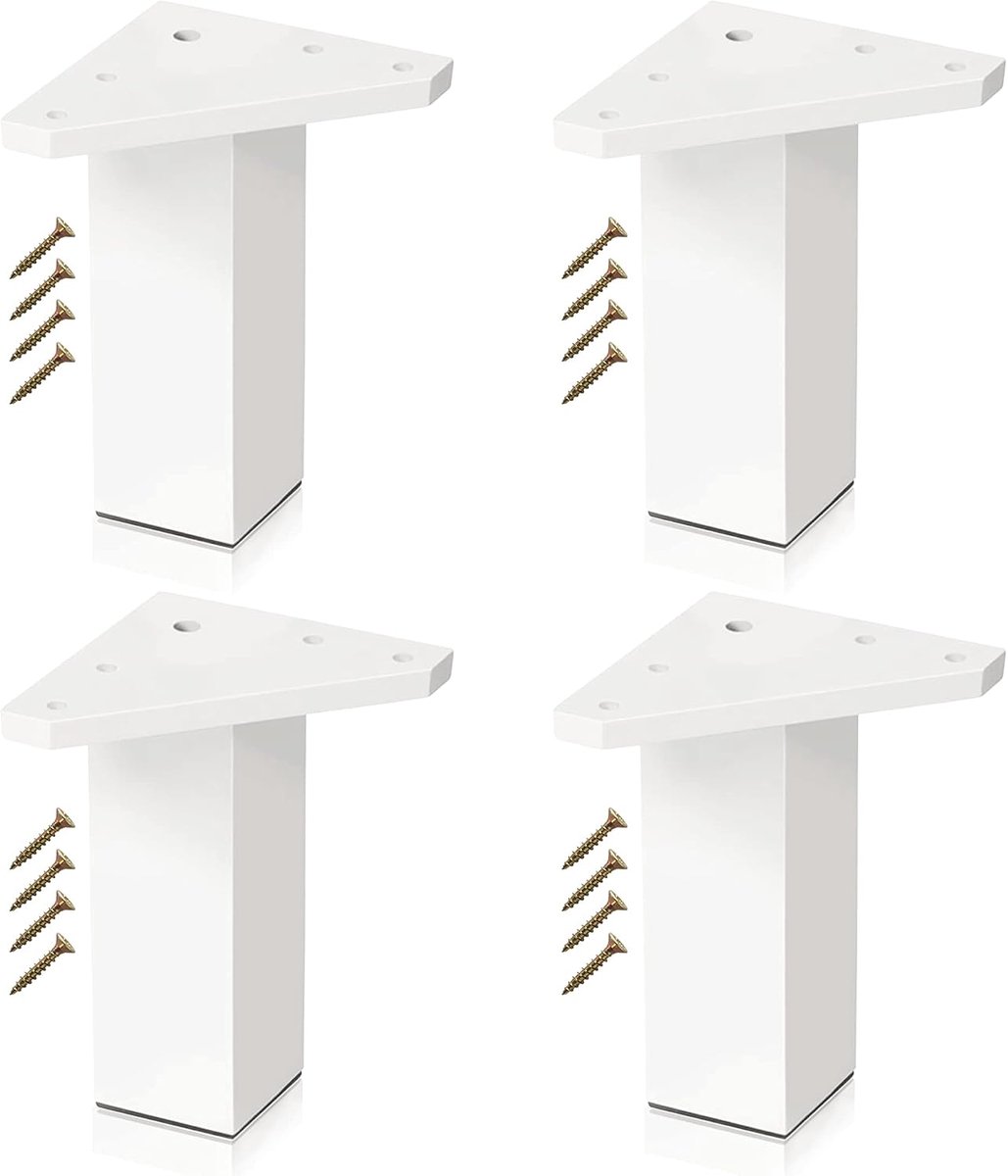 Meubelpoten 100 mm - Vierkant profiel 40 x 40 mm - Inclusief schroeven - Verhoog je meubels voor eenvoudige schoonmaak - ShopVlot