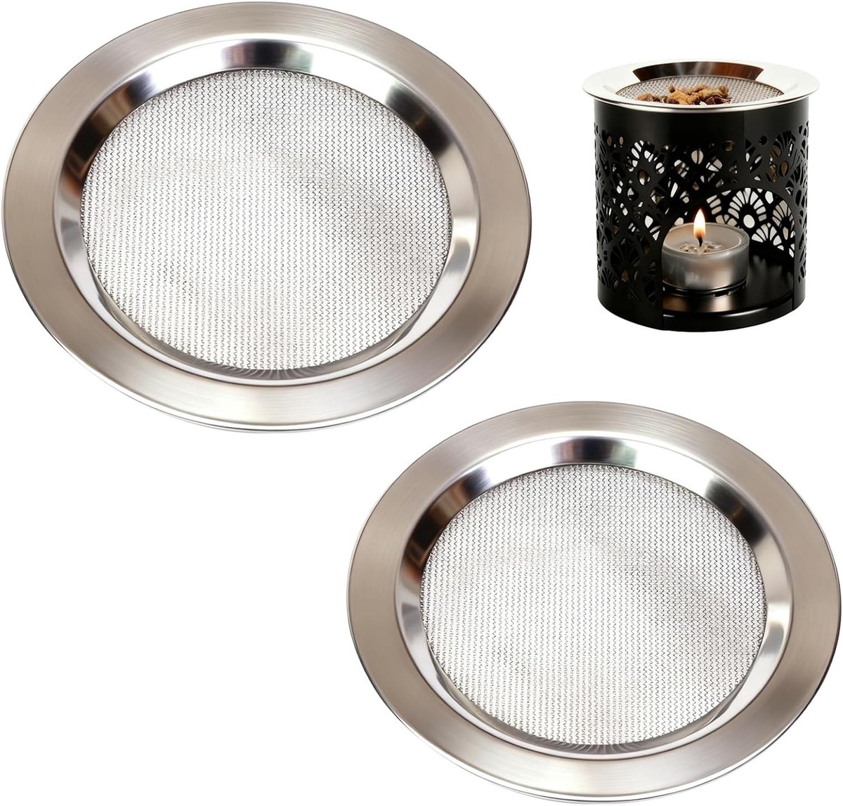 Set van 2 Rookzeefjes voor Wierook - Roestvrijstalen Zeef met Diameter van 10 cm, Aromatherapie Filter voor Hars, Kruidige Mengsels en Eenvoudig Schoon te Maken
