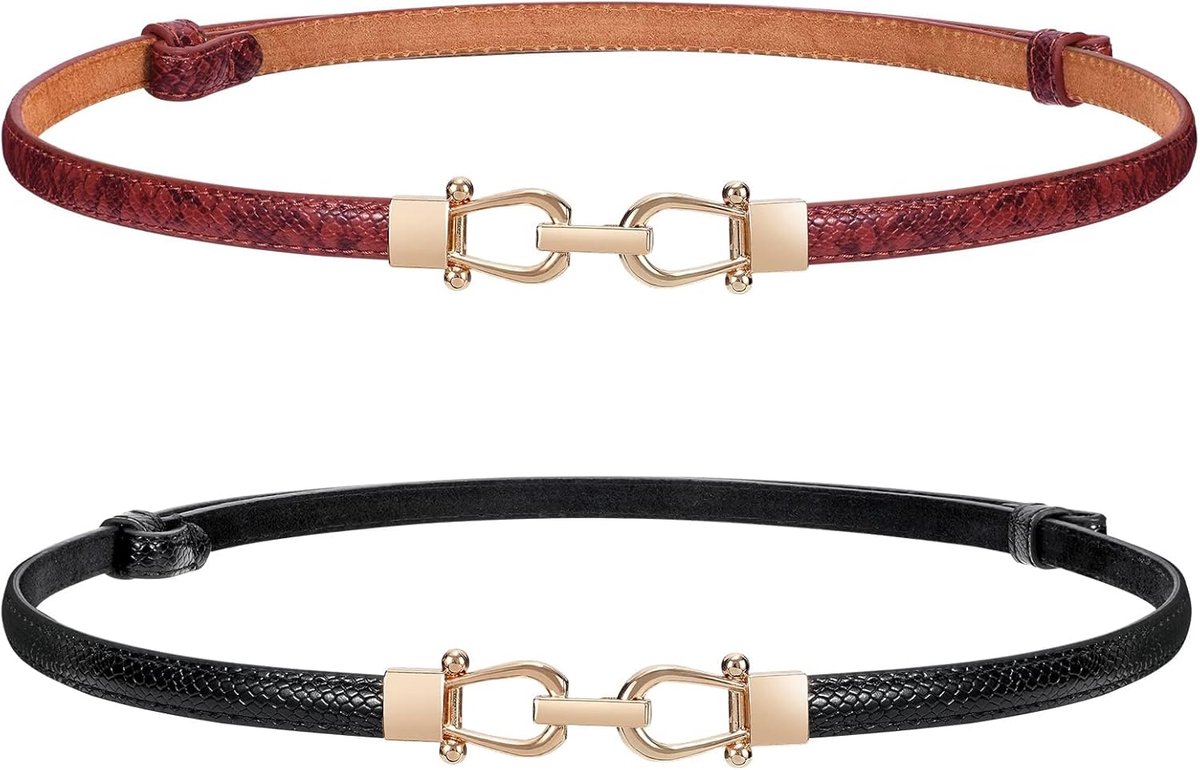 Skinny damesriem voor jurk, dunne tailleriem, verstelbare leren riem