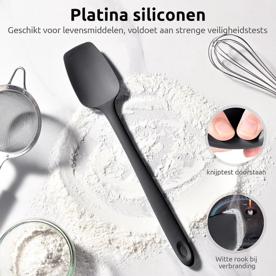 Silicone lepel Spatel 315 ℃ Hoge Hittebestendige (Zwart) - 36 cm Flexibele Naadloze Siliconen Spatel, geschikt voor Bakken, Koken, Mengen en Schrapen in Pannen met Antiaanbaklaag — afbeelding 2