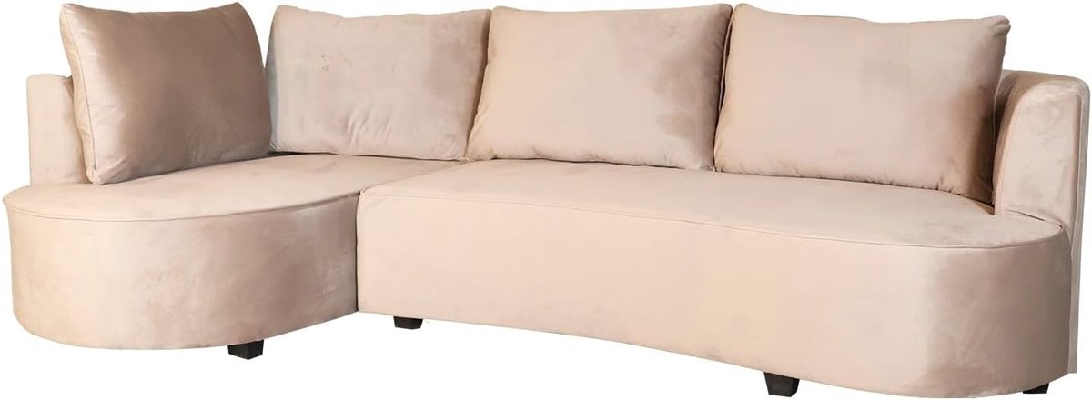 Hoekbank Lando 270 cm - Taupe velvet - Ronde vorm - Eenvoudige montage - ShopVlot