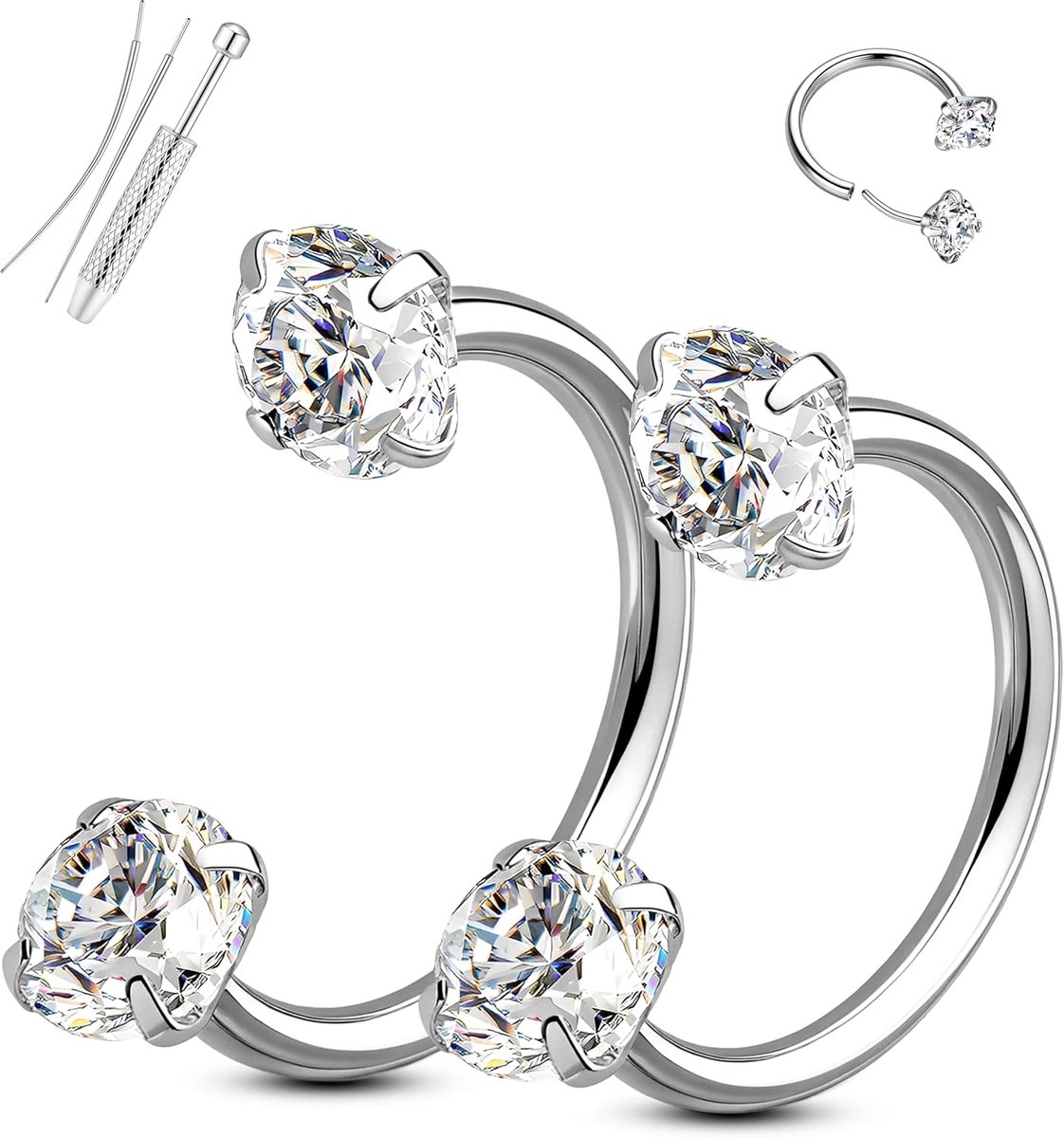 Hoefijzer neuspiercing voor dames 6-8 mm neusring piercing sieraden