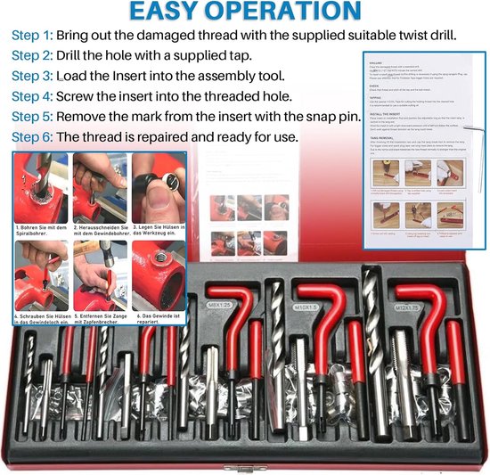 Reparatieset, schroefdraadreparatieset, 131-delig, vervanging voor — afbeelding 5