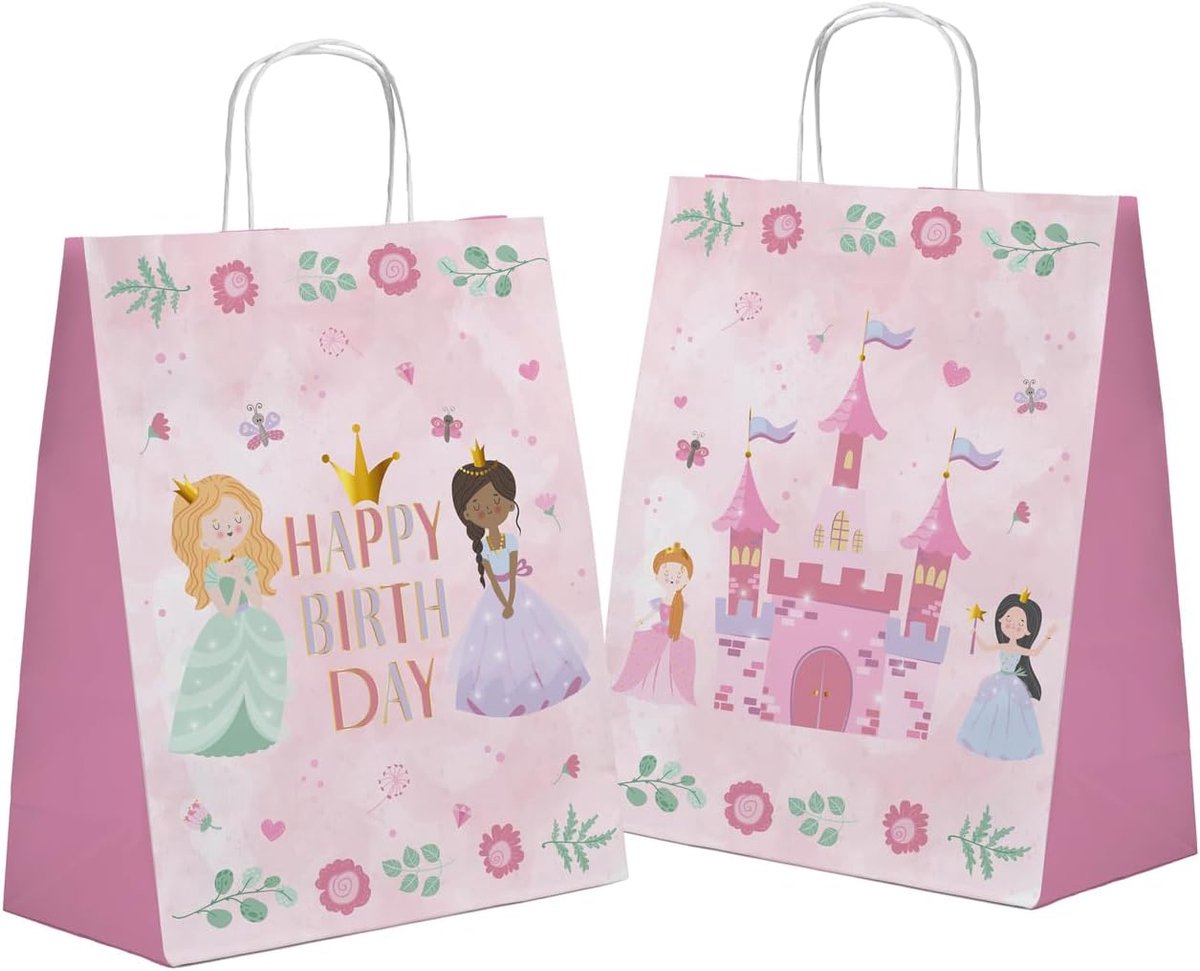 27491 Princess verjaardagsdecoratie, roze, geschenkzakjes, Pretty