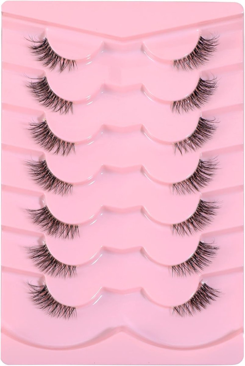 7 paar halve valse wimpers, natuurlijke look, Wispy 3/4 kunstwimpers