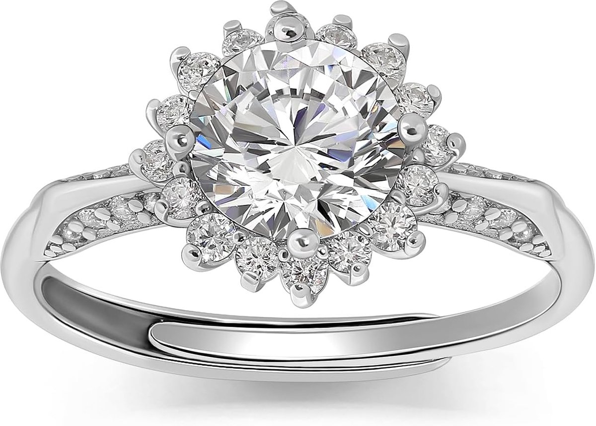 Diamant Verlovingsring Voor Dames Sterling Zilveren Trouwring Nep