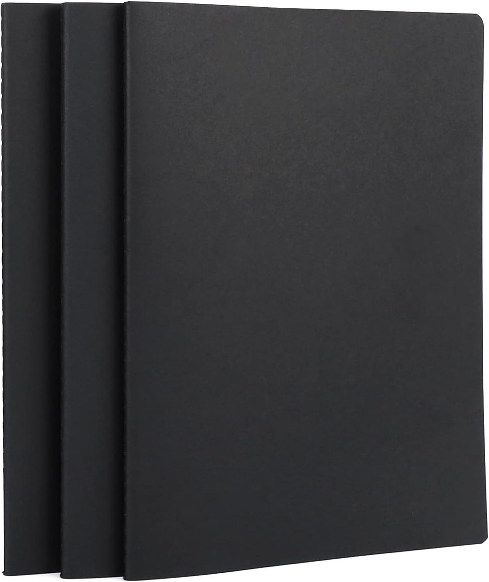 Notebook A4-3 stuks - zwarte kaft - gelinieerd - ideaal voor notities - SnelShoppen