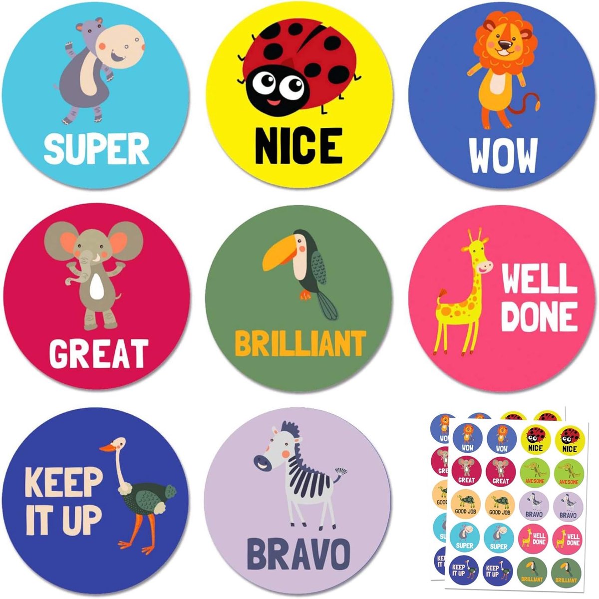 Beloningsstickers voor kinderen - Dieren - Motivatieboodschappen - Verhoog de moed van kinderen - ShopVlot