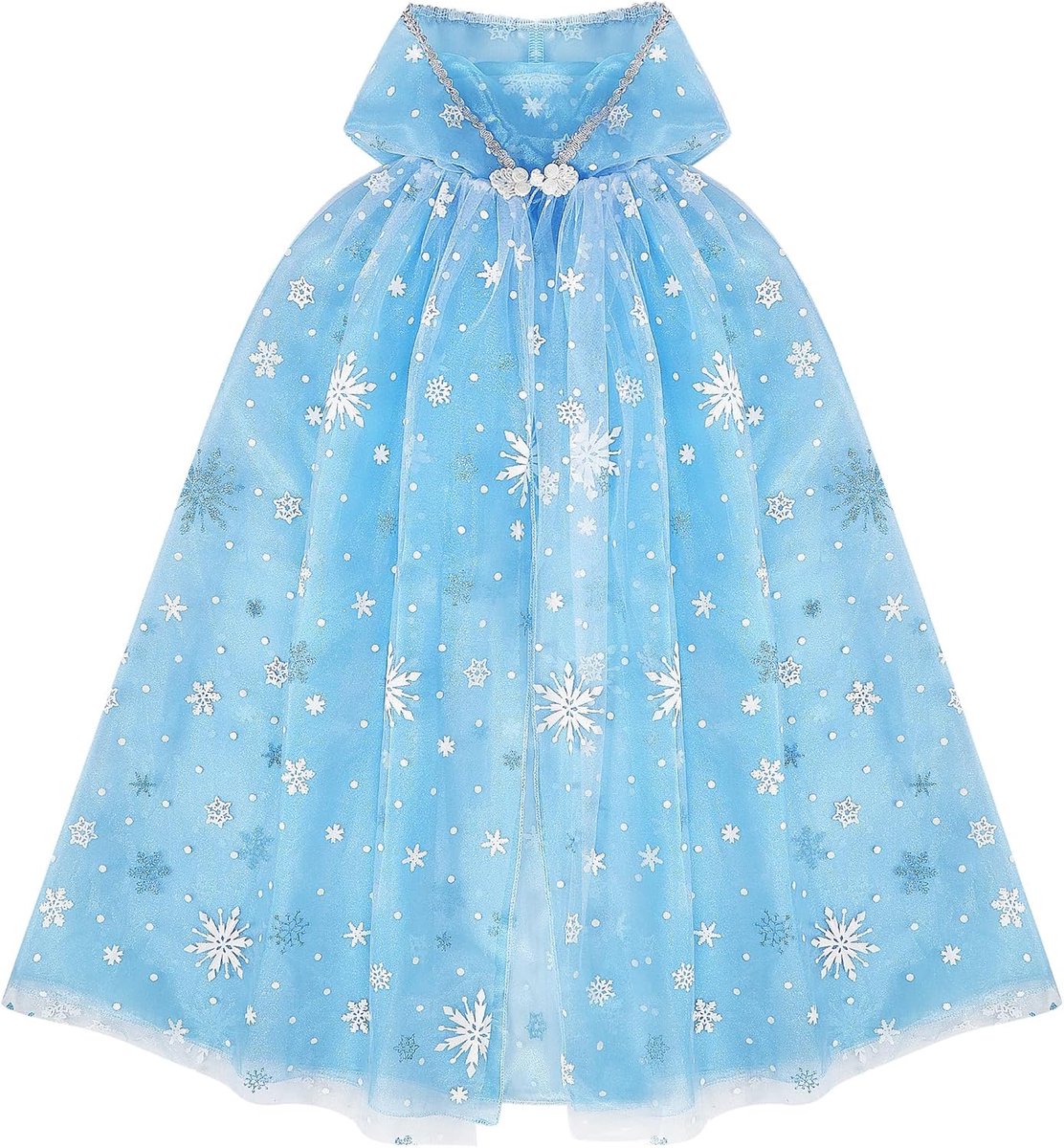 Prinsessencape, prinsessenmantel voor meisjes, prinsessen-cape, met capuchon, sprankelend, sneeuwvlok, cape, prinsessenjurk, accessoires voor Halloween, kerstkostuum, carnaval, verjaardagsfeest,