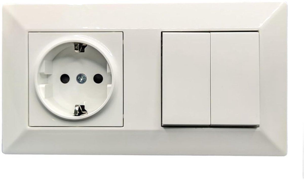 Schuko stopcontact 2P+T 16A en dubbele schakelaar, 230 V