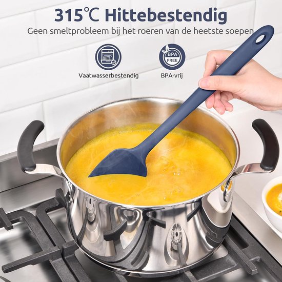 Silicone lepel Spatel 315 ℃ Hoge Hittebestendige (Middernachtblauw) - 36 cm Flexibele Naadloze Siliconen Spatel, geschikt voor Bakken, Koken, Mengen en Schrapen in Pannen met Antiaanbaklaag — afbeelding 3