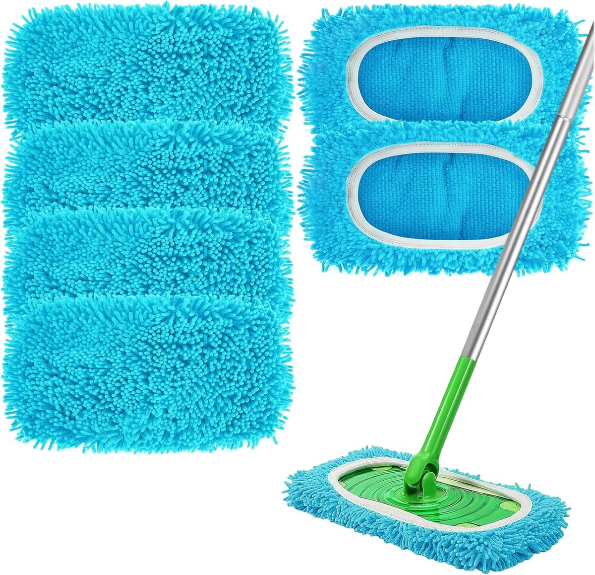 6 Stuks Herbruikbare Doeken voor Swiffer Vloerwisser,25,4 x 11,5 cm