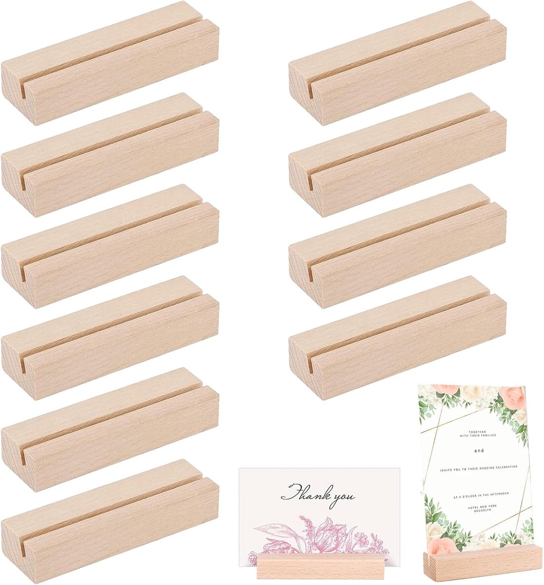20 Stuks Houten Plaatskaarthouder voor Restaurants, 10x3x2 cm