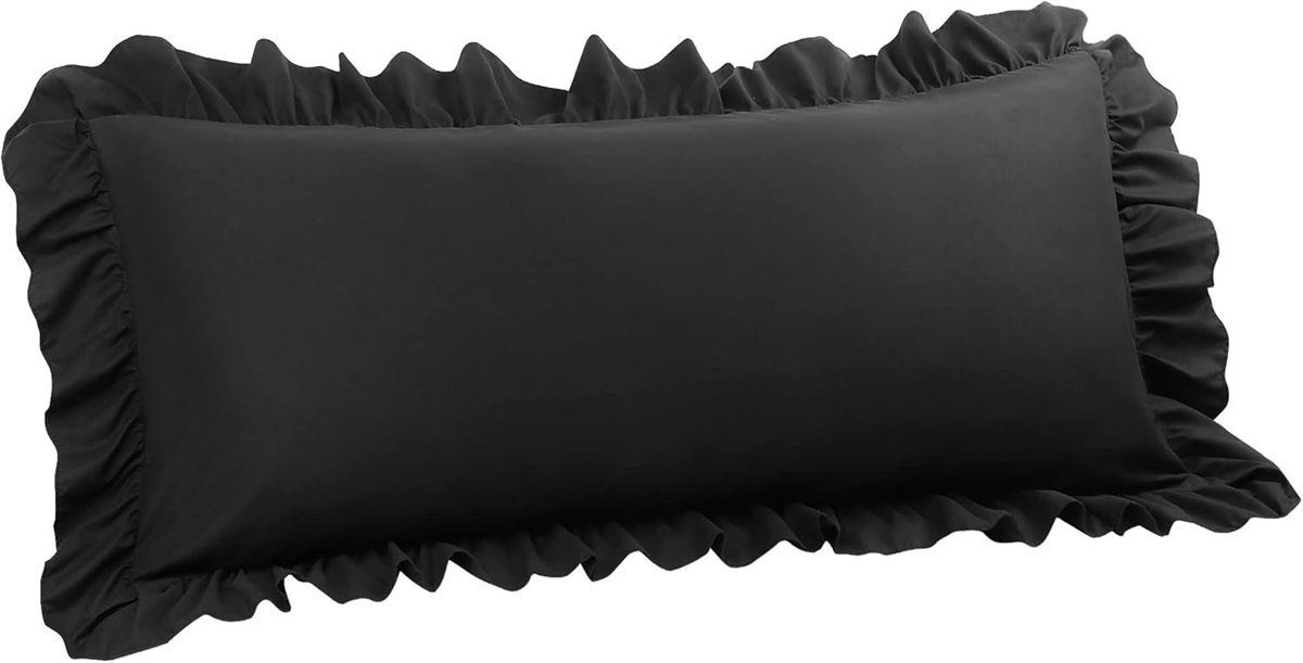 Zachte microfiber effen bolster kussensloop met decoratieve ruches en
