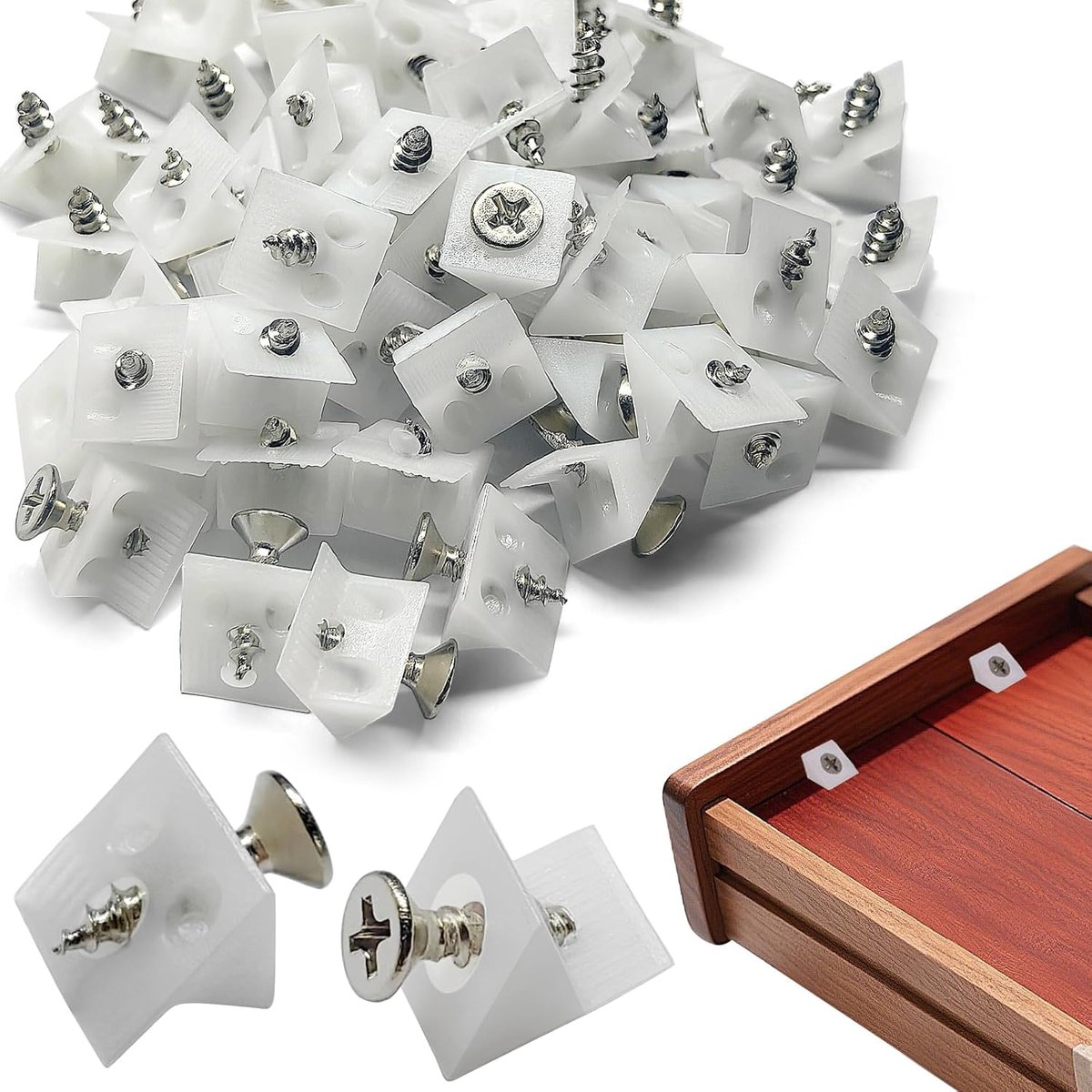 200 stuks, plankdragers, wit, schuifladen wiggen, reserveonderdeel