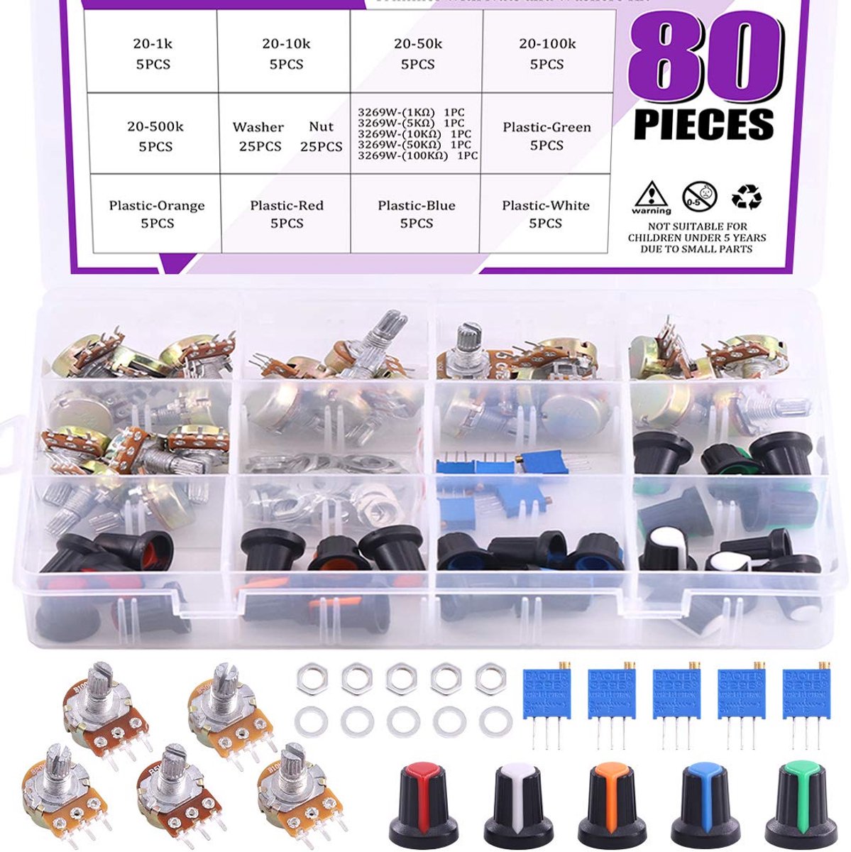 Potentiometers 1K-500K Ohm multi-turn grastrimmer 1K-100K ohm