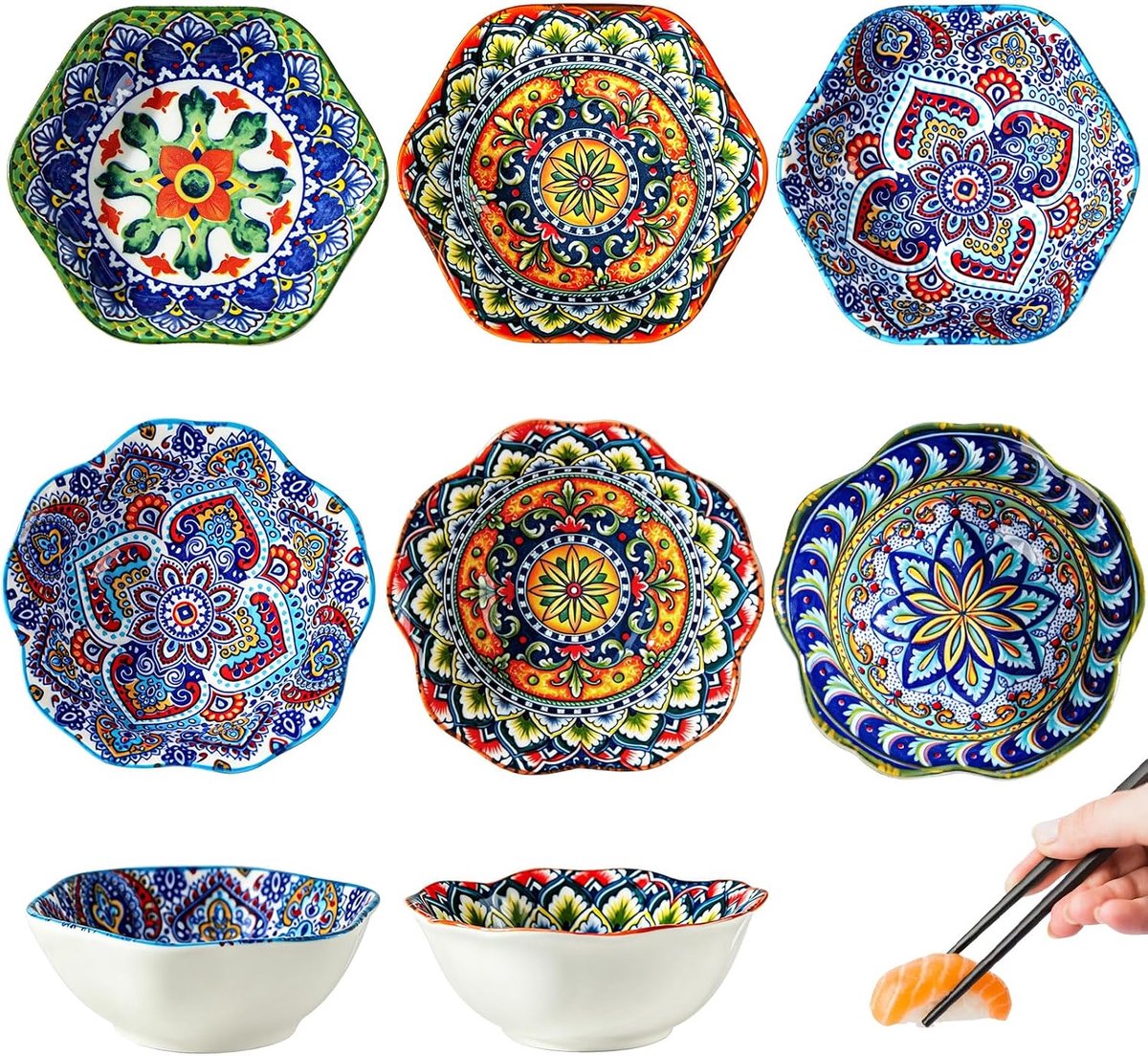 dipkommen, set van 6, dipkommen porselein, 100 ml, keramische