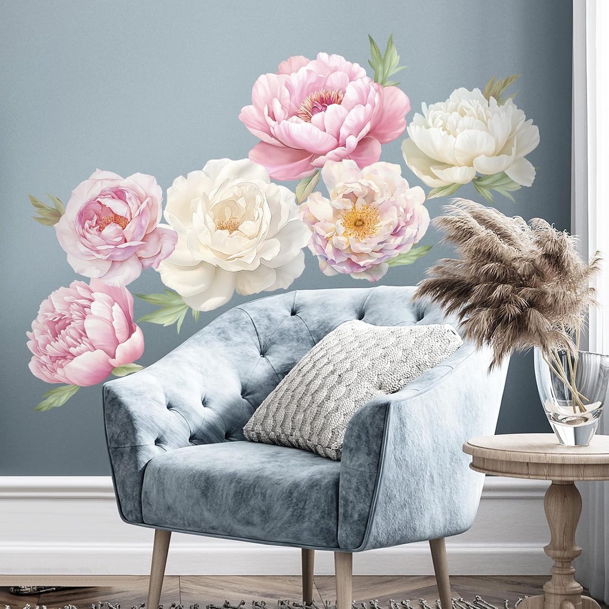 Muurstickers, grote pioenrozen, 3D, muurdecoratie, bloem, roze, voor