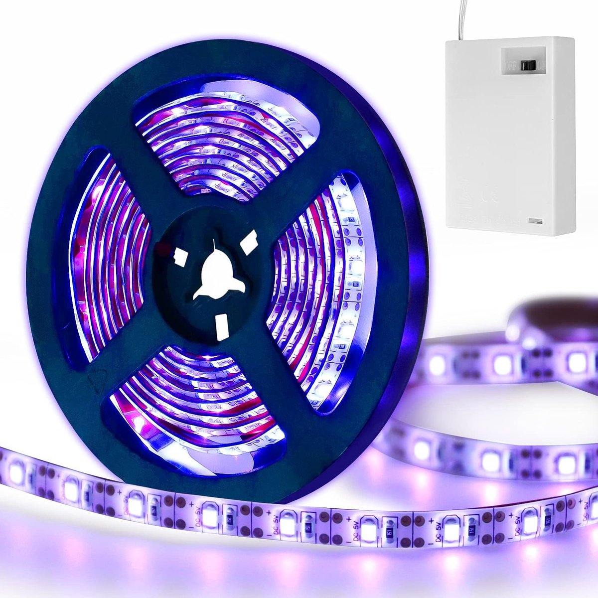 blacklight ledstrip, 2 m, 3528, 120 leds, DC4,5 V, mobiele installatie, uv-led, 390-400 nm, IP65 waterdicht, voor kerstfeest, Halloween, doe-het-zelf modificatie
