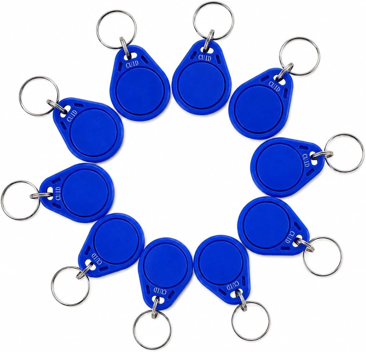 50 Stuks RFID Sleutelhangers 13,56 MHz Programmeerbaar, CUID Chip, Herschrijfbare NFC Tags, RFID Transponders voor Toegangscontrole, Gebouw, Kantoor, Parking, Garage, Lift Compatibel (Blauw)