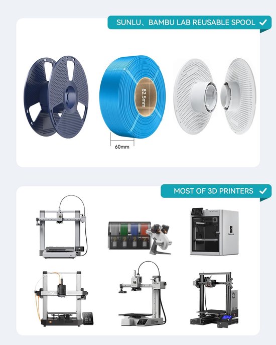Navulling PLA-filament, 1,75 mm, 4 kg, 3D-printerfilament, PLA-bundel, geen spoel, mat, voor herbruikbare spoelen, compatibel met Bambu Lab filament, olijfgroen/lichtblauw/paars/or — afbeelding 5