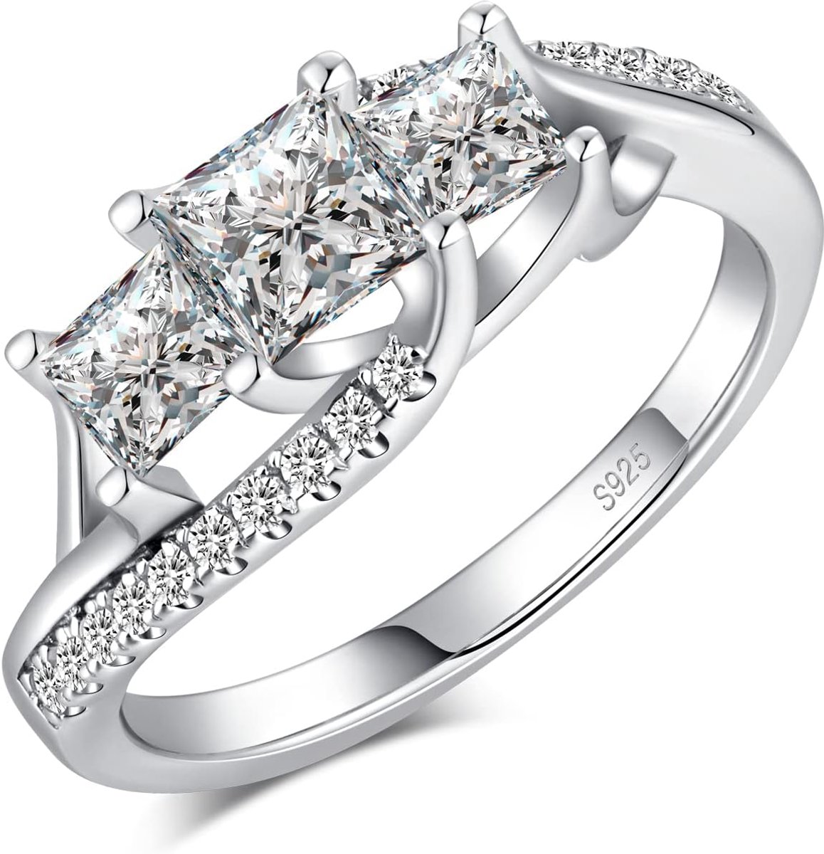 zilver verlovingsring trouwring zirkonia zilveren ringen trouwringen huwelijksringen, kubische zirkonia.,