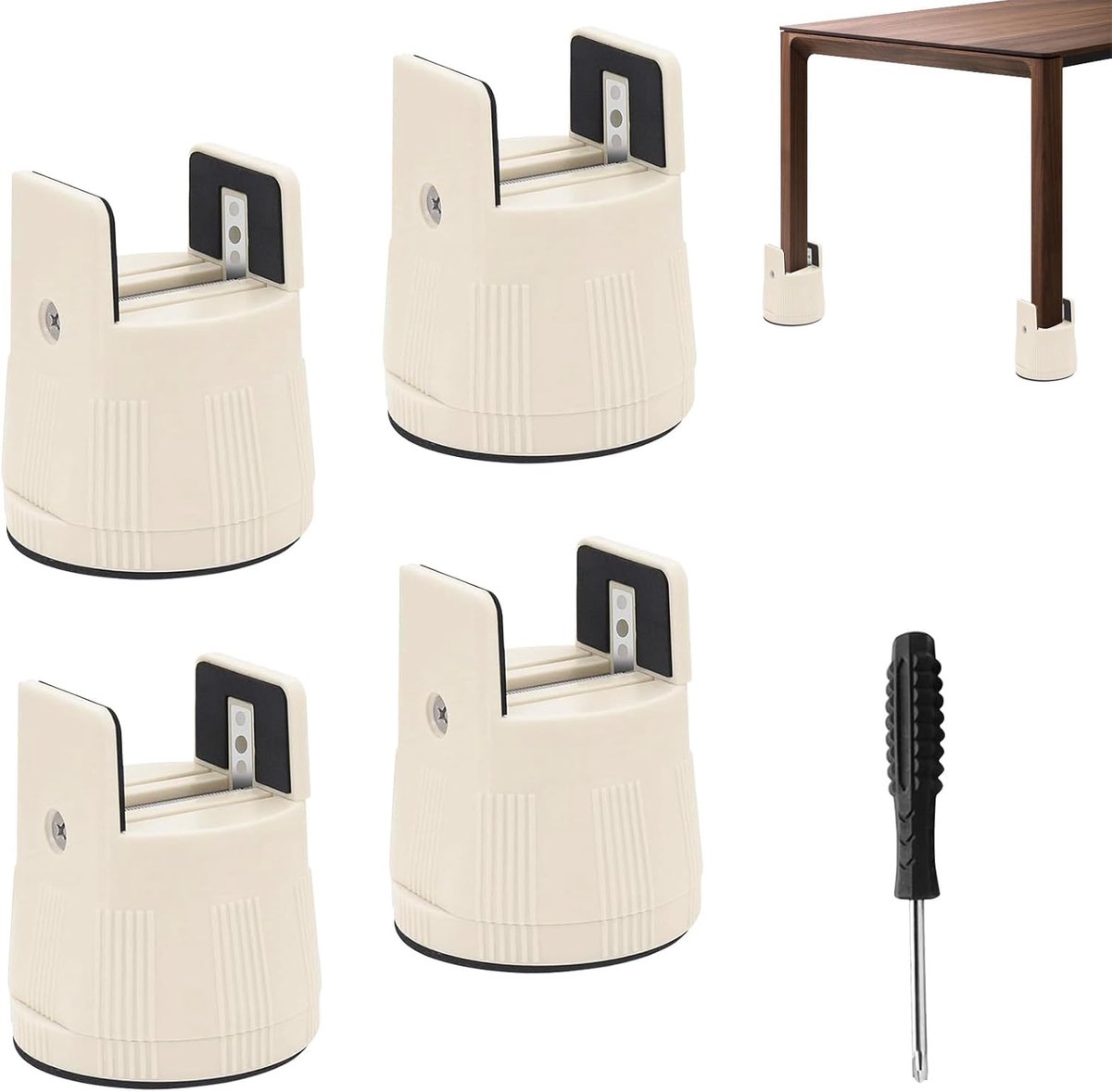 4 stuks meubelverhogingen 6-8 cm, verstelbare verhoging, voor 10 mm